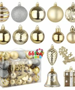 Joiedomi 66 Pcs Christmas Assorted Ornaments Gold & Silver All Holiday Decor
