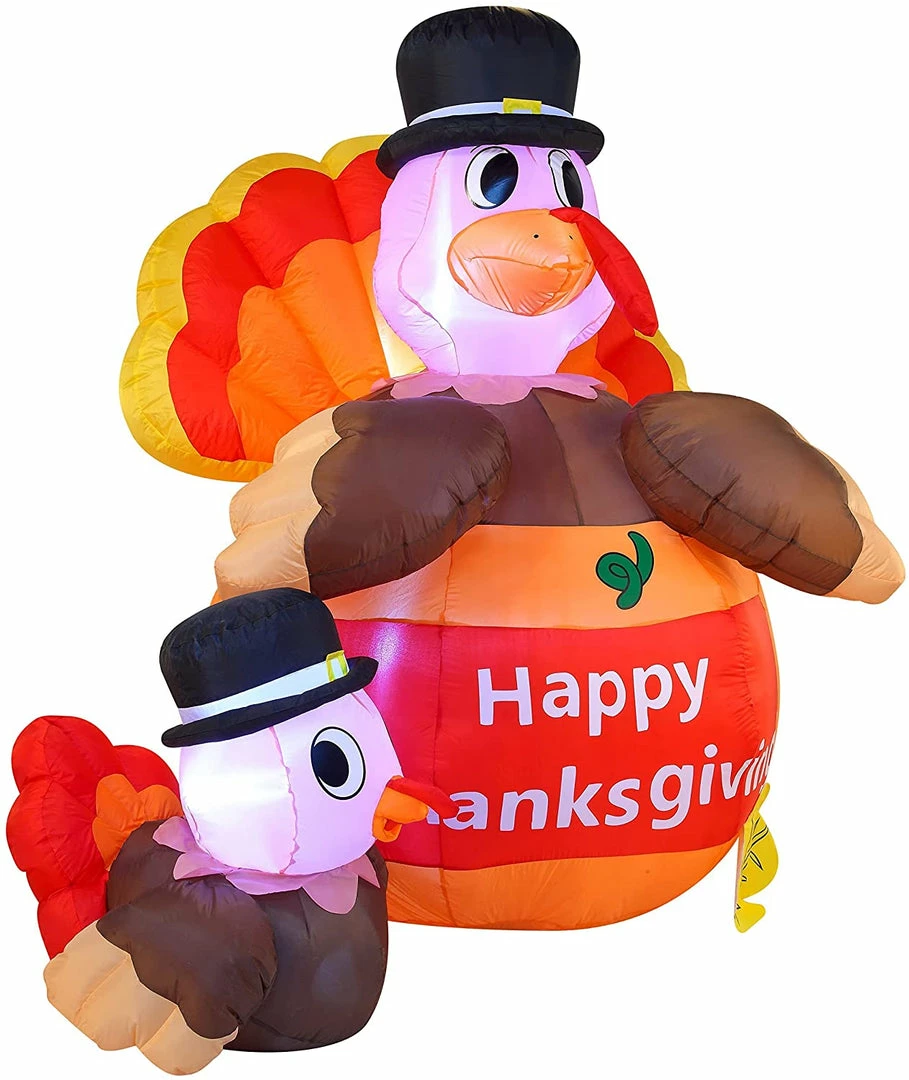Joiedomi 6ft Thanksgiving Happy Turkey Inflatable 2 Joiedomi 6ft Thanksgiving Happy Turkey Inflatable
