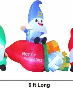 Joiedomi 6ft Inflatable Three Gnomes With Big Gift Bag Inflatables