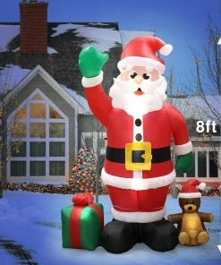 Joiedomi Jumbo Santa With Gift Box Inflatable (8 Ft) Inflatables