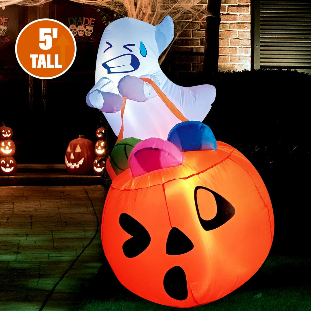 Joiedomi Inflatables Tall Cute Ghost Lift Pumpkin Candy Bag Inflatable (5 Ft) 2 Joiedomi Inflatables Tall Cute Ghost Lift Pumpkin Candy Bag Inflatable (5 Ft)