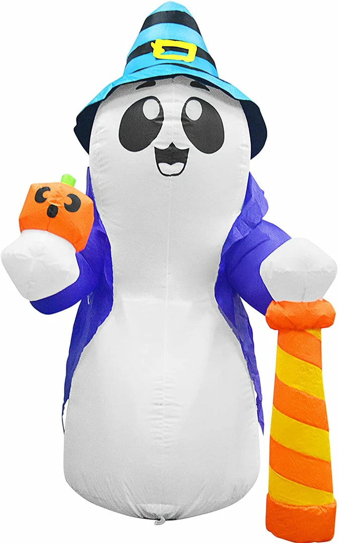 Joiedomi 6 FT Tall Halloween Cute Wizard Ghost Inflatable With Flaming Light 2 Joiedomi 6 FT Tall Halloween Cute Wizard Ghost Inflatable With Flaming Light
