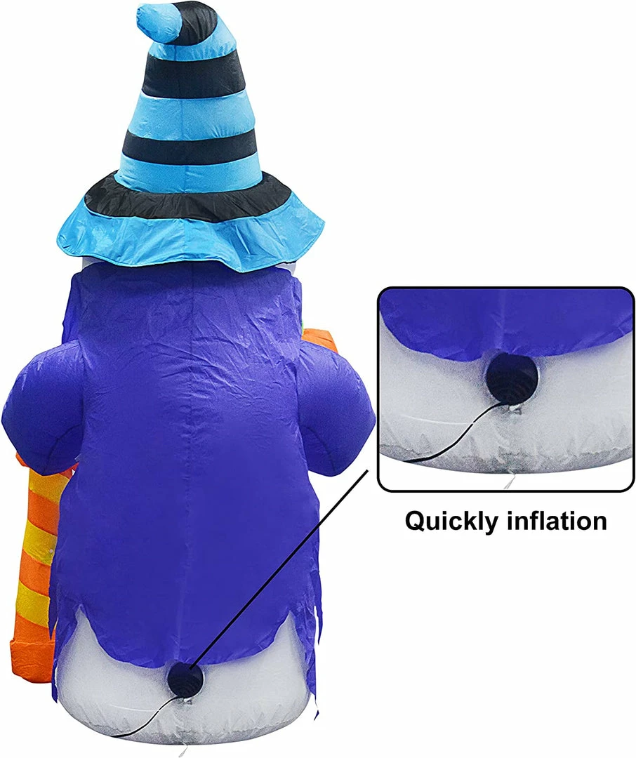 Joiedomi 6 FT Tall Halloween Cute Wizard Ghost Inflatable With Flaming Light 4 Joiedomi 6 FT Tall Halloween Cute Wizard Ghost Inflatable With Flaming Light
