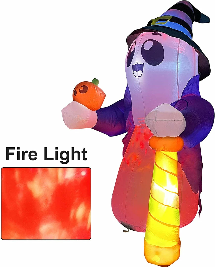 Joiedomi 6 FT Tall Halloween Cute Wizard Ghost Inflatable With Flaming Light 5 Joiedomi 6 FT Tall Halloween Cute Wizard Ghost Inflatable With Flaming Light