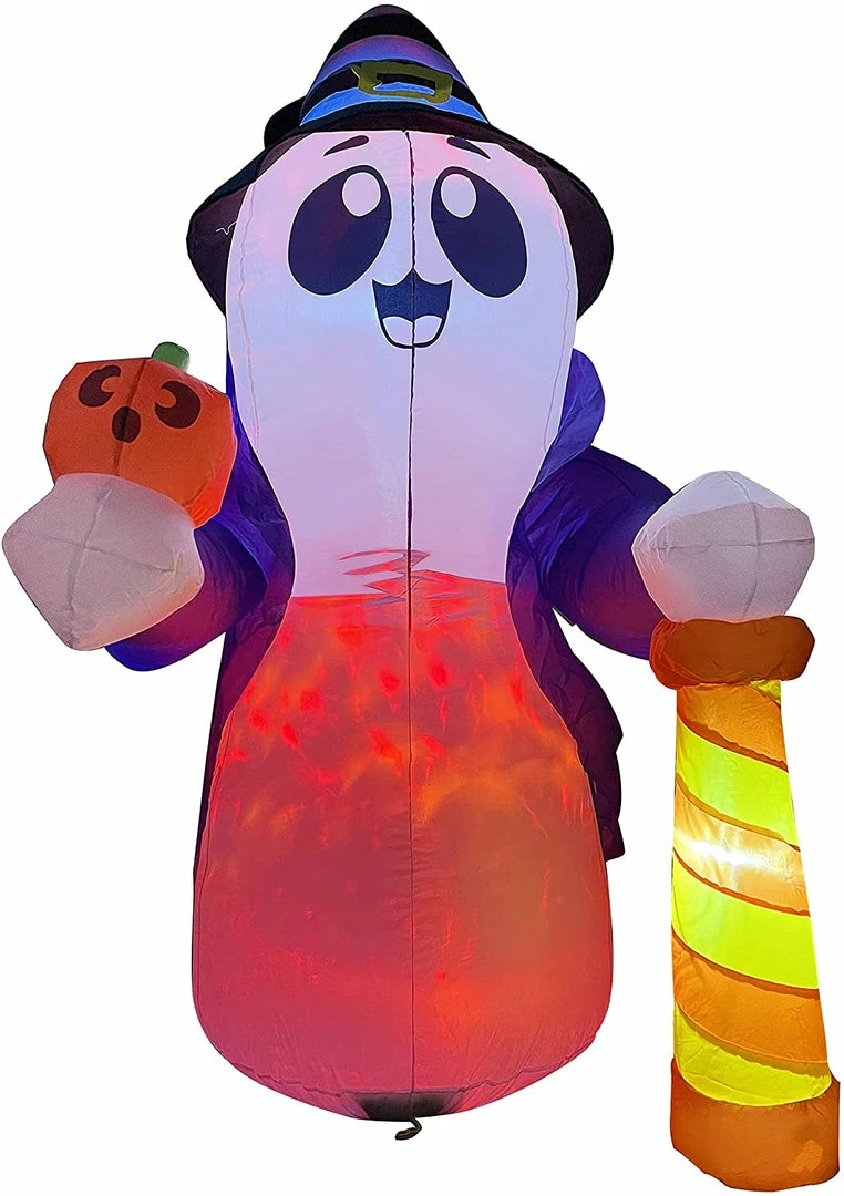 Joiedomi 6 FT Tall Halloween Cute Wizard Ghost Inflatable With Flaming Light 8 Joiedomi 6 FT Tall Halloween Cute Wizard Ghost Inflatable With Flaming Light