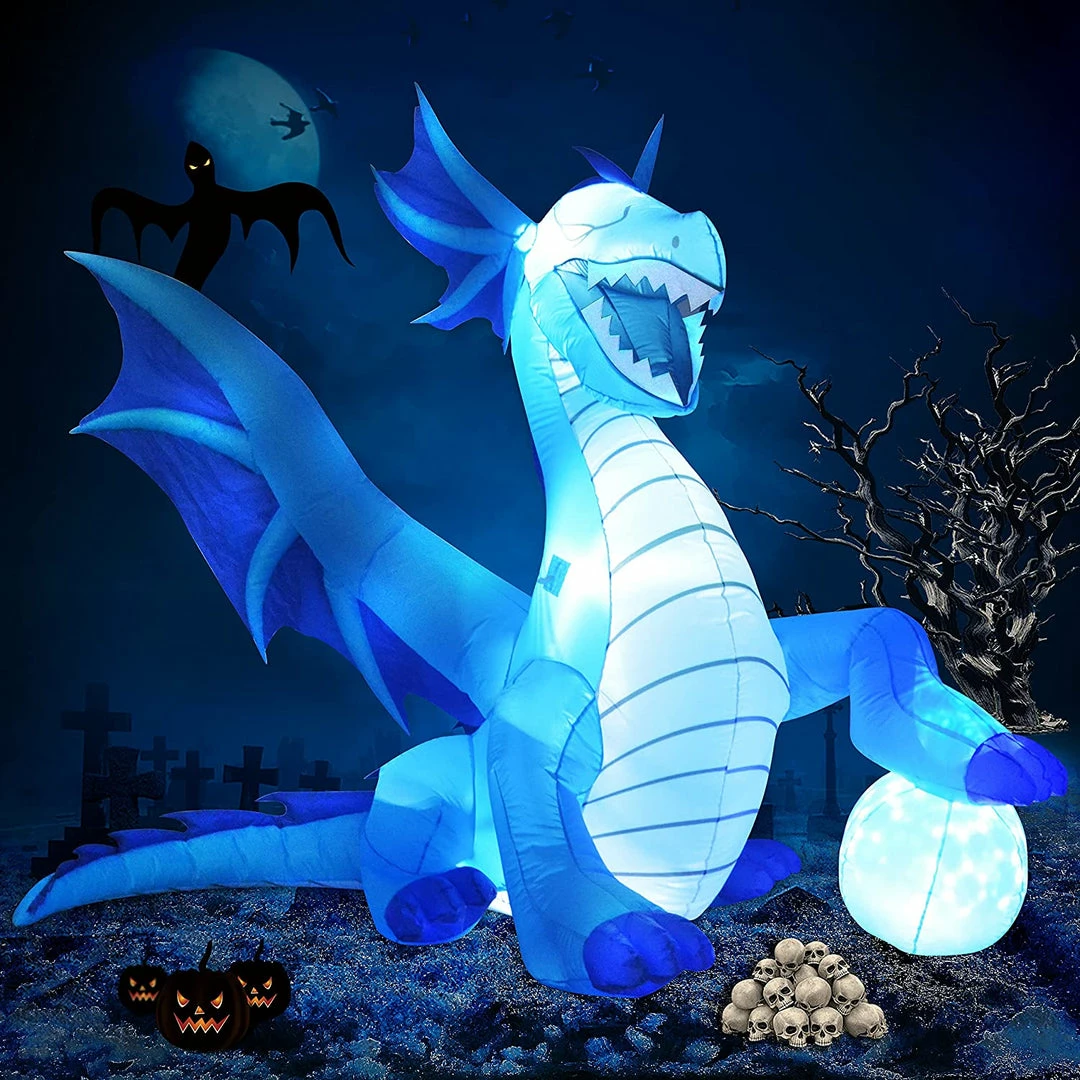 Joiedomi 6 FT Tall Halloween Inflatable Sitting Ice Dragon With Globe Inflatables 1 Joiedomi 6 FT Tall Halloween Inflatable Sitting Ice Dragon With Globe Inflatables