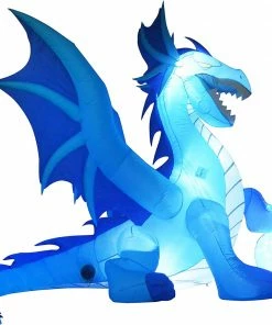 Joiedomi 6 FT Tall Halloween Inflatable Sitting Ice Dragon With Globe Inflatables