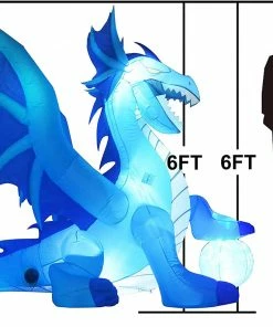 Joiedomi 6 FT Tall Halloween Inflatable Sitting Ice Dragon With Globe Inflatables 9 Joiedomi 6 FT Tall Halloween Inflatable Sitting Ice Dragon With Globe Inflatables