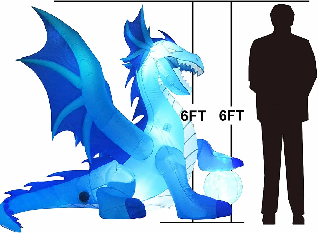 Joiedomi 6 FT Tall Halloween Inflatable Sitting Ice Dragon With Globe Inflatables 3 Joiedomi 6 FT Tall Halloween Inflatable Sitting Ice Dragon With Globe Inflatables