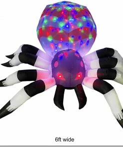 Joiedomi 6ft Halloween Inflatable Spider Inflatable With LED Projection Light Inflatables