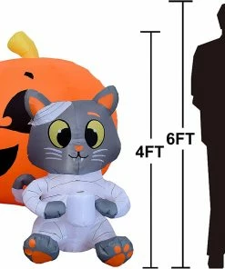 Joiedomi 4 FT Tall Halloween Inflatable Mummy Cat Pumpkin Inflatables