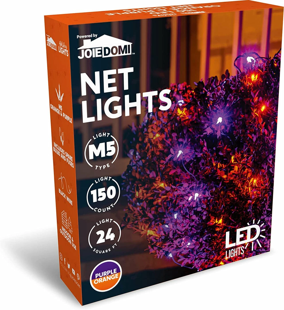 Joiedomi 150 M5 LED Black Wire Net Lights (Orange & Purple) All Holiday Decor 1 Joiedomi 150 M5 LED Black Wire Net Lights (Orange & Purple) All Holiday Decor