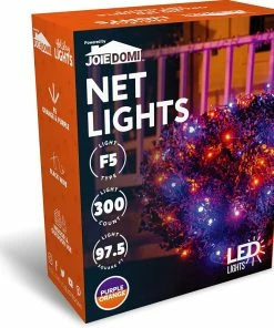 Joiedomi All Holiday Decor 300 LED Black Wire Net Lights (Orange & Purple)