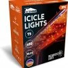Joiedomi 150 Incandescent Black Wire Icicle Lights (Orange & Purple), 3 Packs