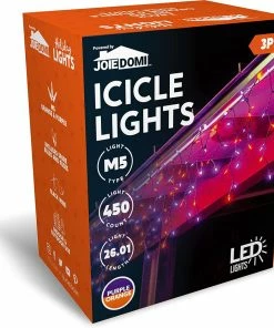 Joiedomi 150 M5 LED Black Wire Icicle Lights (Orange & Purple), 3 Packs
