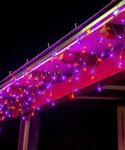 Joiedomi 150 M5 LED Black Wire Icicle Lights (Orange & Purple), 3 Packs
