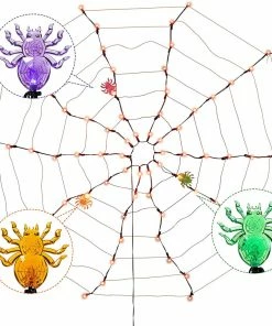 Joiedomi Decorative Lights Spider Web Lights With 3 Lighted Spiders (Orange)