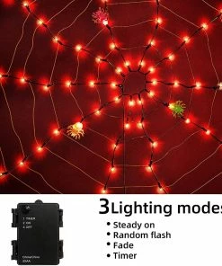 Joiedomi Decorative Lights Spider Web Lights With 3 Lighted Spiders (Orange) 9 Joiedomi Decorative Lights Spider Web Lights With 3 Lighted Spiders (Orange)