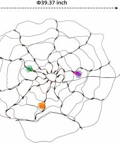 Joiedomi Decorative Lights Spider Web Lights With 3 Lighted Spiders (Orange) 10 Joiedomi Decorative Lights Spider Web Lights With 3 Lighted Spiders (Orange)