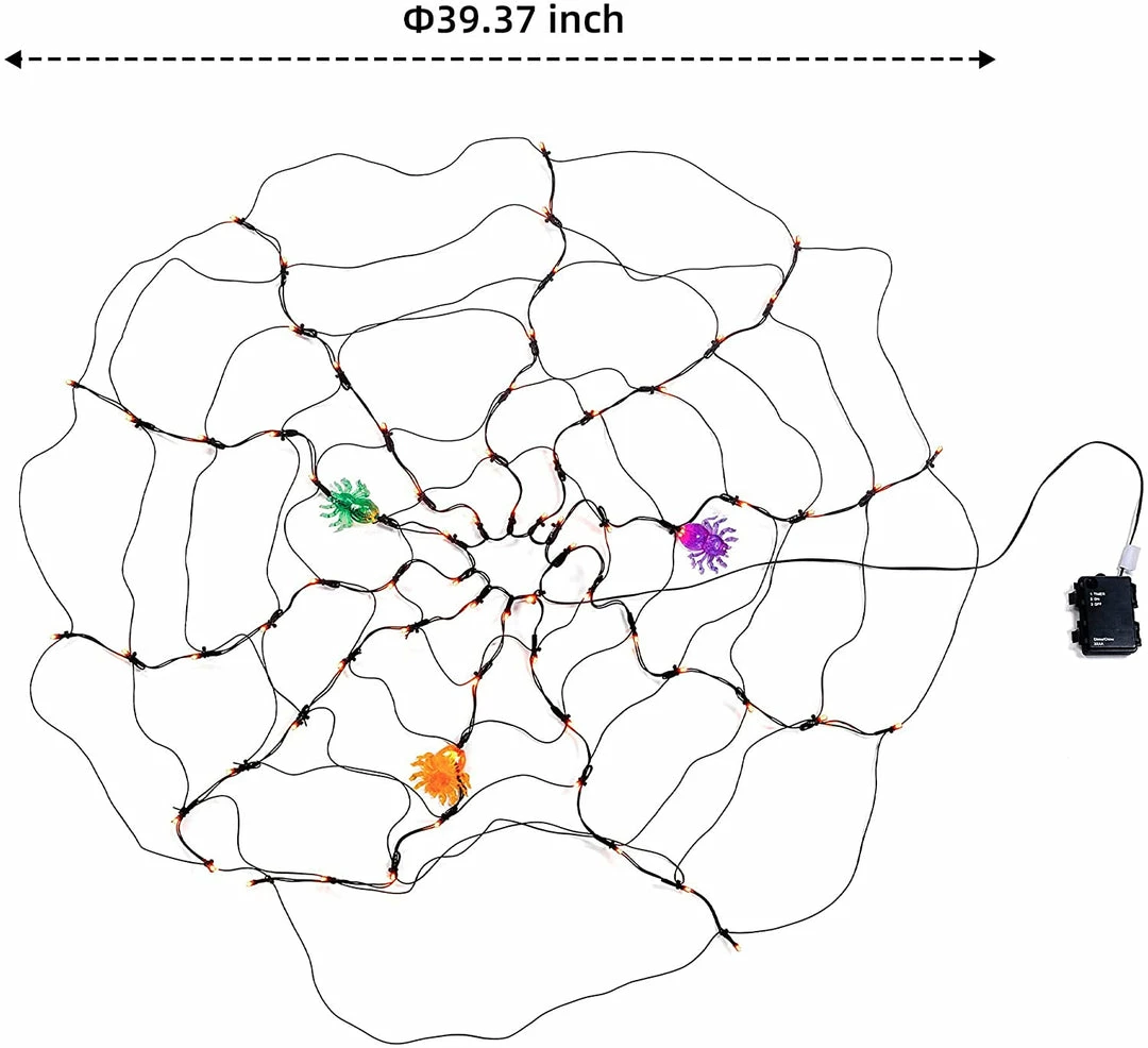 Joiedomi Decorative Lights Spider Web Lights With 3 Lighted Spiders (Orange) 4 Joiedomi Decorative Lights Spider Web Lights With 3 Lighted Spiders (Orange)