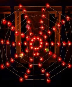 Joiedomi Decorative Lights Spider Web Lights With 3 Lighted Spiders (Orange) 11 Joiedomi Decorative Lights Spider Web Lights With 3 Lighted Spiders (Orange)