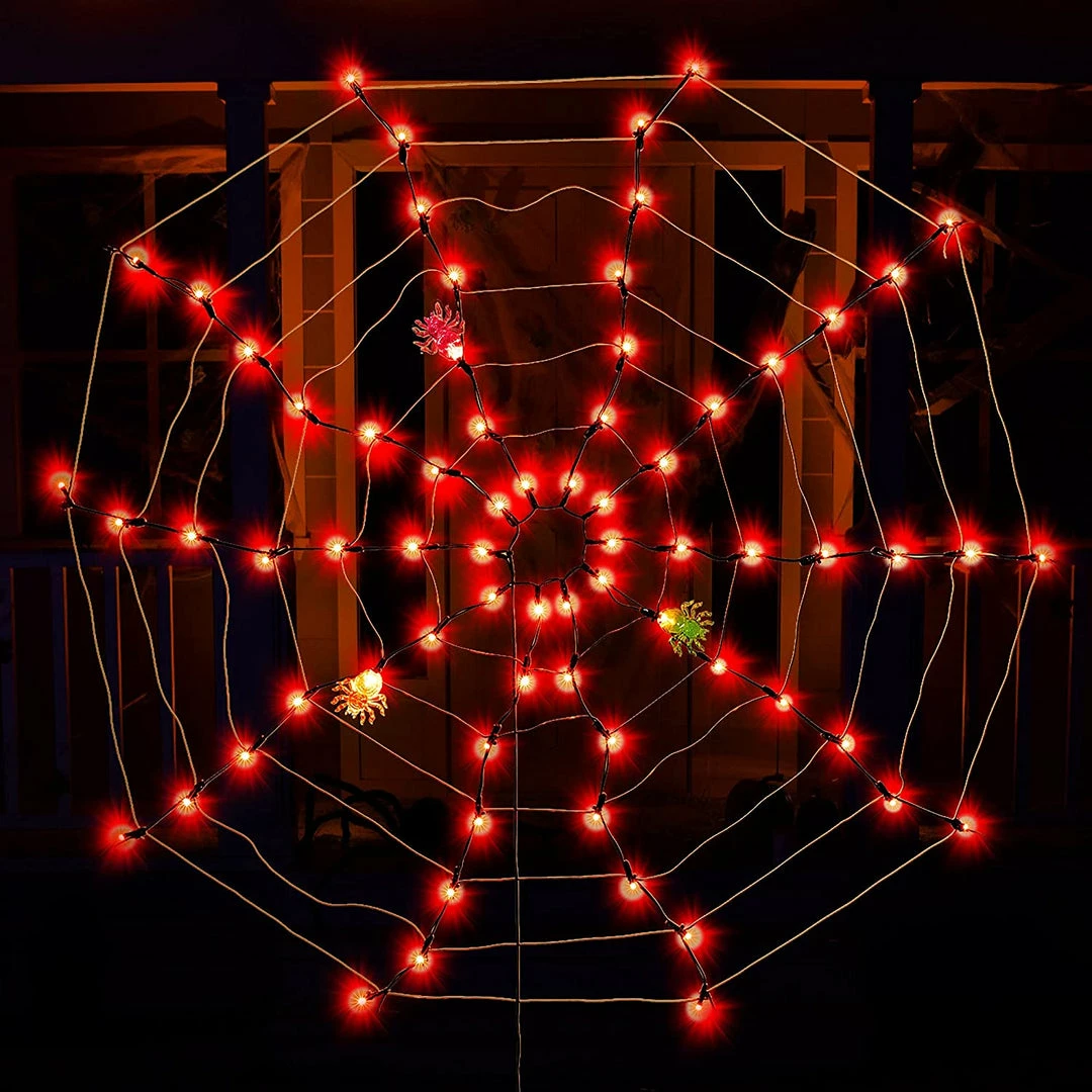 Joiedomi Decorative Lights Spider Web Lights With 3 Lighted Spiders (Orange) 5 Joiedomi Decorative Lights Spider Web Lights With 3 Lighted Spiders (Orange)
