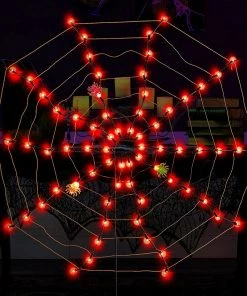 Joiedomi Decorative Lights Spider Web Lights With 3 Lighted Spiders (Orange) 12 Joiedomi Decorative Lights Spider Web Lights With 3 Lighted Spiders (Orange)