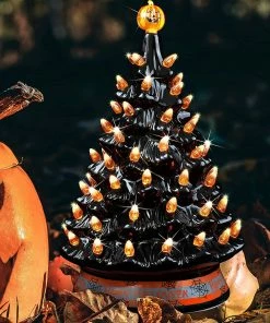 Joiedomi 15“ Halloween Pre-Lit Ceramic Tree Decoration, Orange 13 Joiedomi 15“ Halloween Pre-Lit Ceramic Tree Decoration, Orange