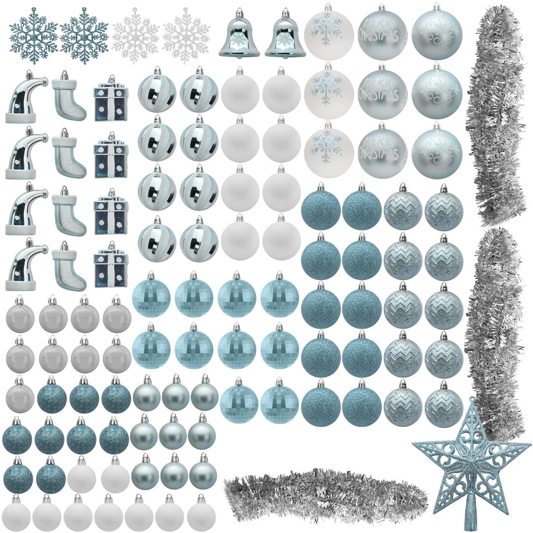 Joiedomi 112 Pcs Baby Blue & White Christmas Assorted Ornaments With A Star Tree Topper 3 Joiedomi 112 Pcs Baby Blue & White Christmas Assorted Ornaments With A Star Tree Topper