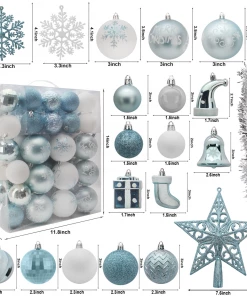 Joiedomi 112 Pcs Baby Blue & White Christmas Assorted Ornaments With A Star Tree Topper