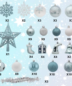 Joiedomi 112 Pcs Baby Blue & White Christmas Assorted Ornaments With A Star Tree Topper 9 Joiedomi 112 Pcs Baby Blue & White Christmas Assorted Ornaments With A Star Tree Topper