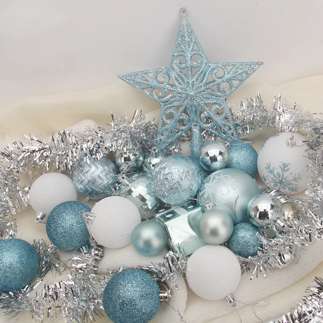 Joiedomi 112 Pcs Baby Blue & White Christmas Assorted Ornaments With A Star Tree Topper 4 Joiedomi 112 Pcs Baby Blue & White Christmas Assorted Ornaments With A Star Tree Topper