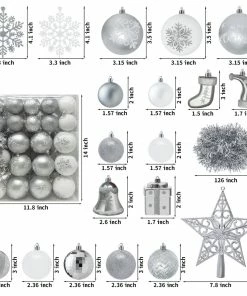 Joiedomi All Holiday Decor 112 Pcs Silver & White Christmas Assorted Ornaments With A Star Tree Topper 6 Joiedomi All Holiday Decor 112 Pcs Silver & White Christmas Assorted Ornaments With A Star Tree Topper
