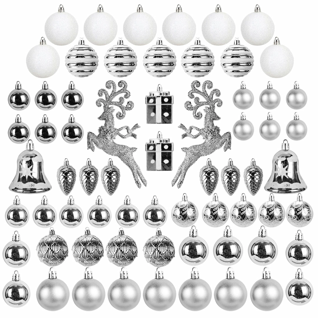 Joiedomi All Holiday Decor 66 Pcs Christmas Assorted Ornaments Silver & White 2 Joiedomi All Holiday Decor 66 Pcs Christmas Assorted Ornaments Silver & White