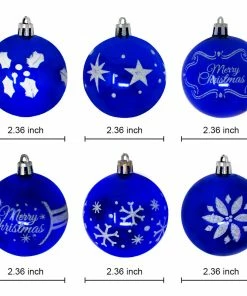 Joiedomi 60mm/2.36" Blue Christmas Ornament With Glittering Painting 24Pcs