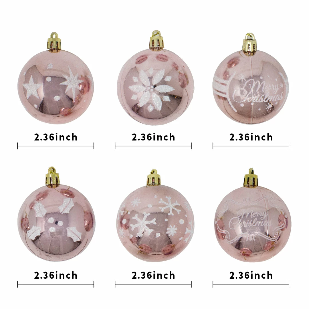 Joiedomi All Holiday Decor 60mm/2.36" Rose Gold Christmas Ornament With Glittering Painting 24Pcs 3 Joiedomi All Holiday Decor 60mm/2.36" Rose Gold Christmas Ornament With Glittering Painting 24Pcs