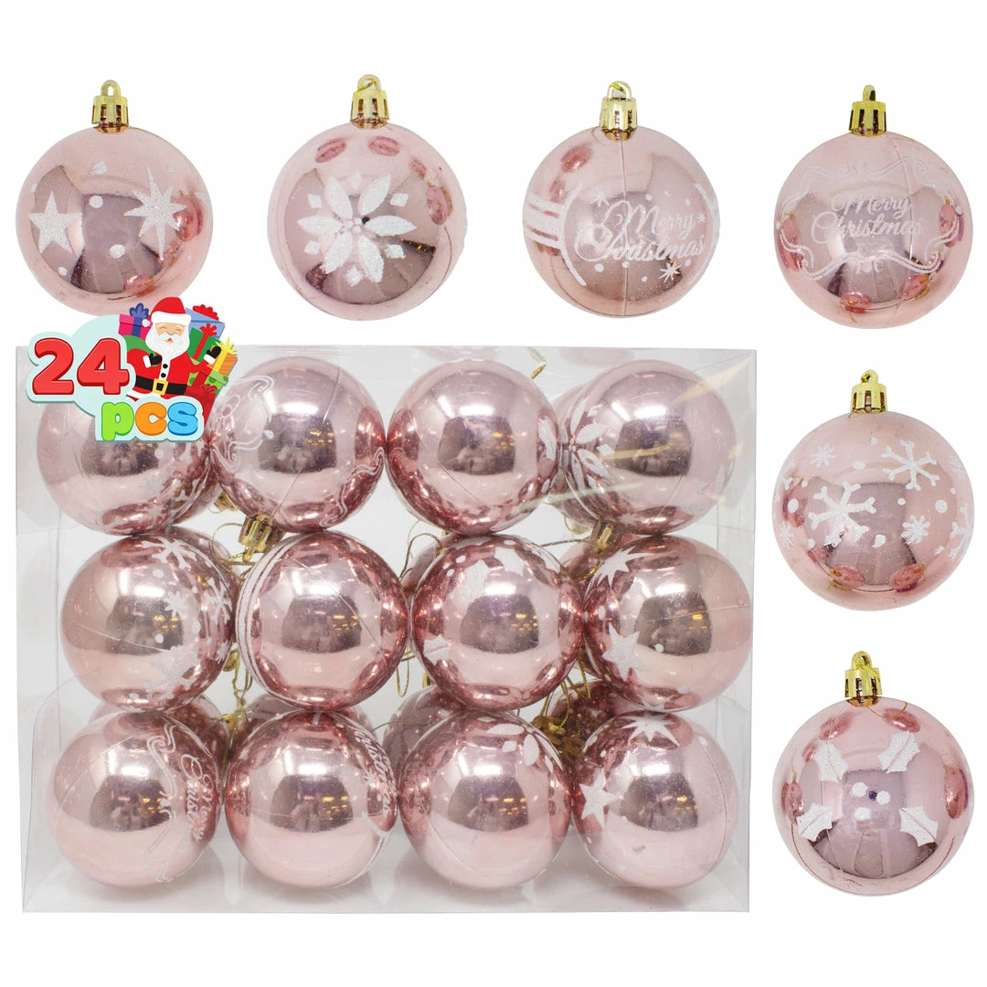 Joiedomi All Holiday Decor 60mm/2.36" Rose Gold Christmas Ornament With Glittering Painting 24Pcs 2 Joiedomi All Holiday Decor 60mm/2.36" Rose Gold Christmas Ornament With Glittering Painting 24Pcs