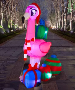 Joiedomi Inflatables 6ft Christmas Flamingo With Gift Boxes