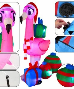 Joiedomi Inflatables 6ft Christmas Flamingo With Gift Boxes