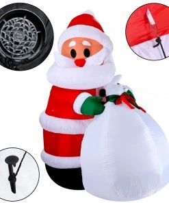 Joiedomi 7.9ft Christmas Inflatable Santa With Multicolor Gift Bag