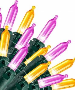 Joiedomi All Holiday Decor 100 Purple And Orange LED Green Wire String Lights