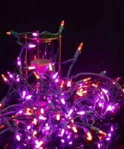 Joiedomi All Holiday Decor 100 Purple And Orange LED Green Wire String Lights