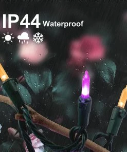 Joiedomi All Holiday Decor 100 Purple And Orange LED Green Wire String Lights