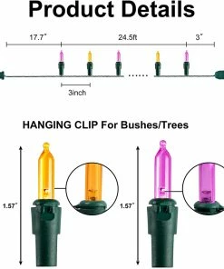 Joiedomi All Holiday Decor 100 Purple And Orange LED Green Wire String Lights