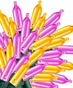 Joiedomi All Holiday Decor 100 Purple And Orange LED Green Wire String Lights