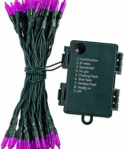 Joiedomi 17.3 Ft Battery Operated 50 Counts Purple LED String Lights