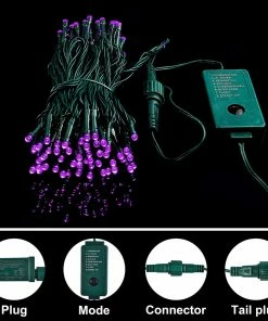 Joiedomi All Holiday Decor 100-Count Purple LED Mini String Lights, 8 Modes