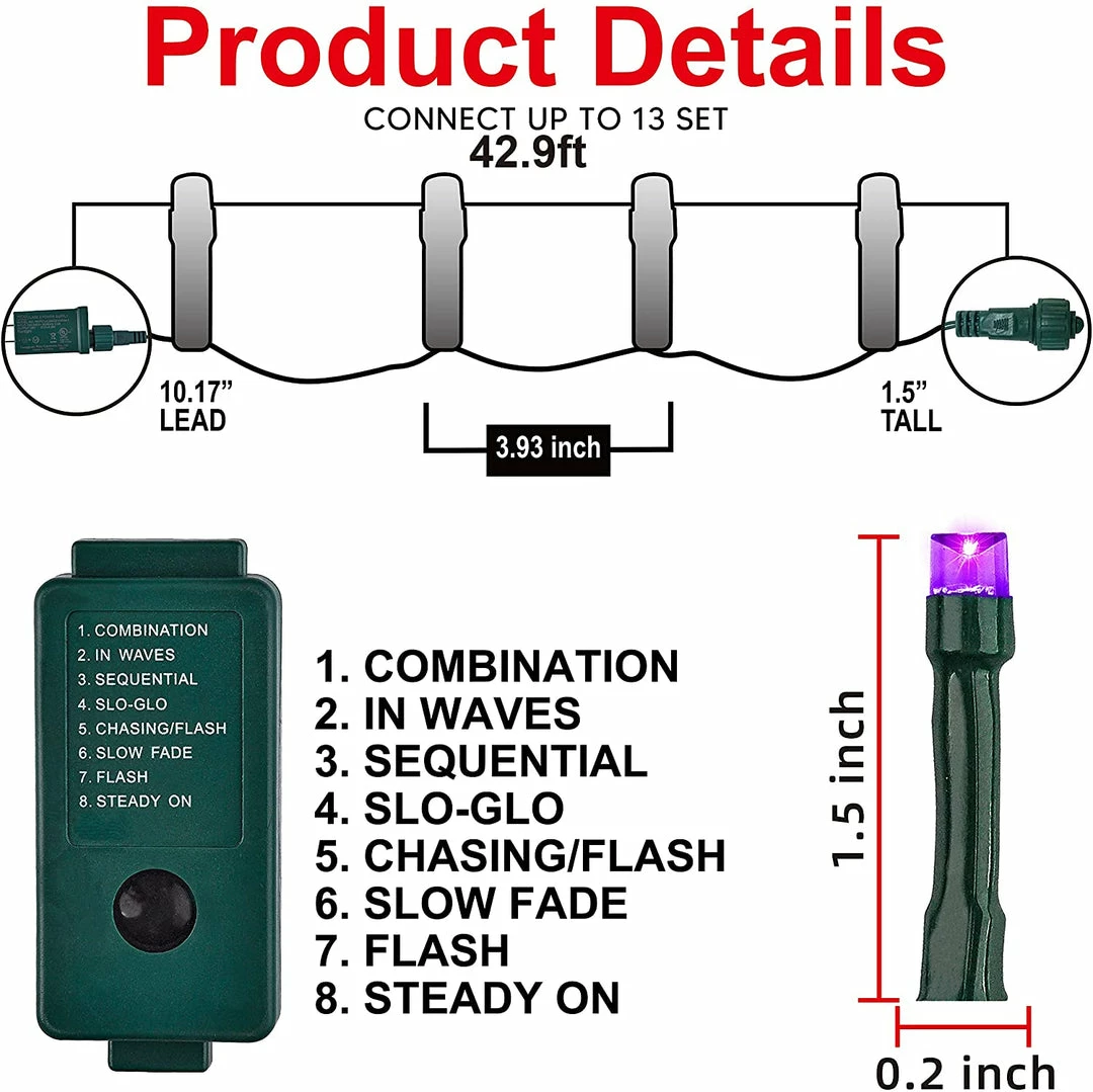 Joiedomi All Holiday Decor 200-Count Orange & Purple LED Mini String Lights, 8 Modes 6 Joiedomi All Holiday Decor 200-Count Orange & Purple LED Mini String Lights, 8 Modes