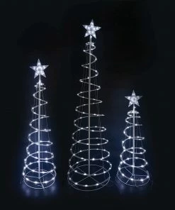 Joiedomi Lighted Spiral Christmas Tree Set LED Cool White - 3 Pcs All Holiday Decor