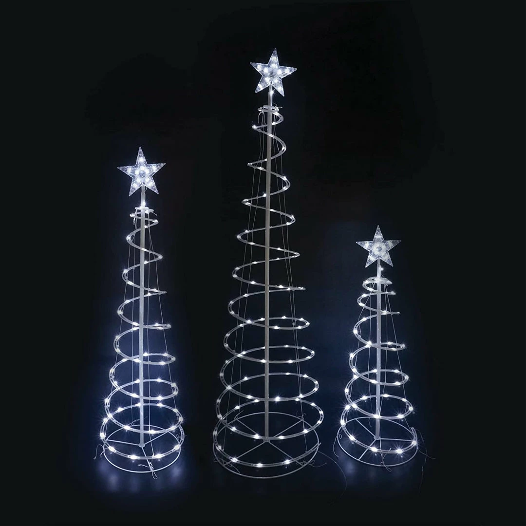 Joiedomi Lighted Spiral Christmas Tree Set LED Cool White - 3 Pcs All Holiday Decor 1 Joiedomi Lighted Spiral Christmas Tree Set LED Cool White - 3 Pcs All Holiday Decor